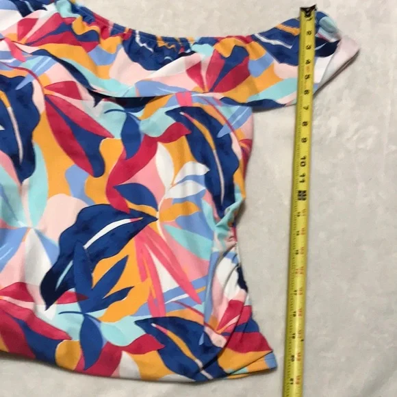 Crown & Ivy Women's Tropical Print Tankini Swim Top in Multicolor Large - Picture 4 of 9